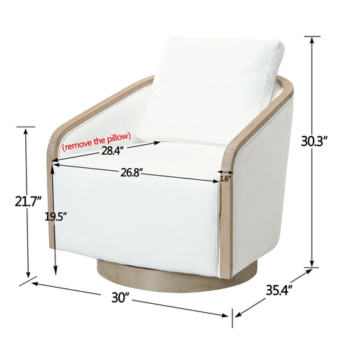 Barnett Swivel Barrel Chair - Pearl White Modern Swivel Chair | Swivel Accent Chairs | Kinwell Furniture | Swivel Armchairs